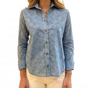 NEW HOLLY SHAE DESIGN liz top in blue micro quail